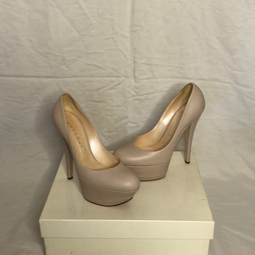 Casadei nude platform heels